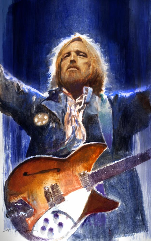 Tom Petty, portrait, illustration, robert hunt, artist